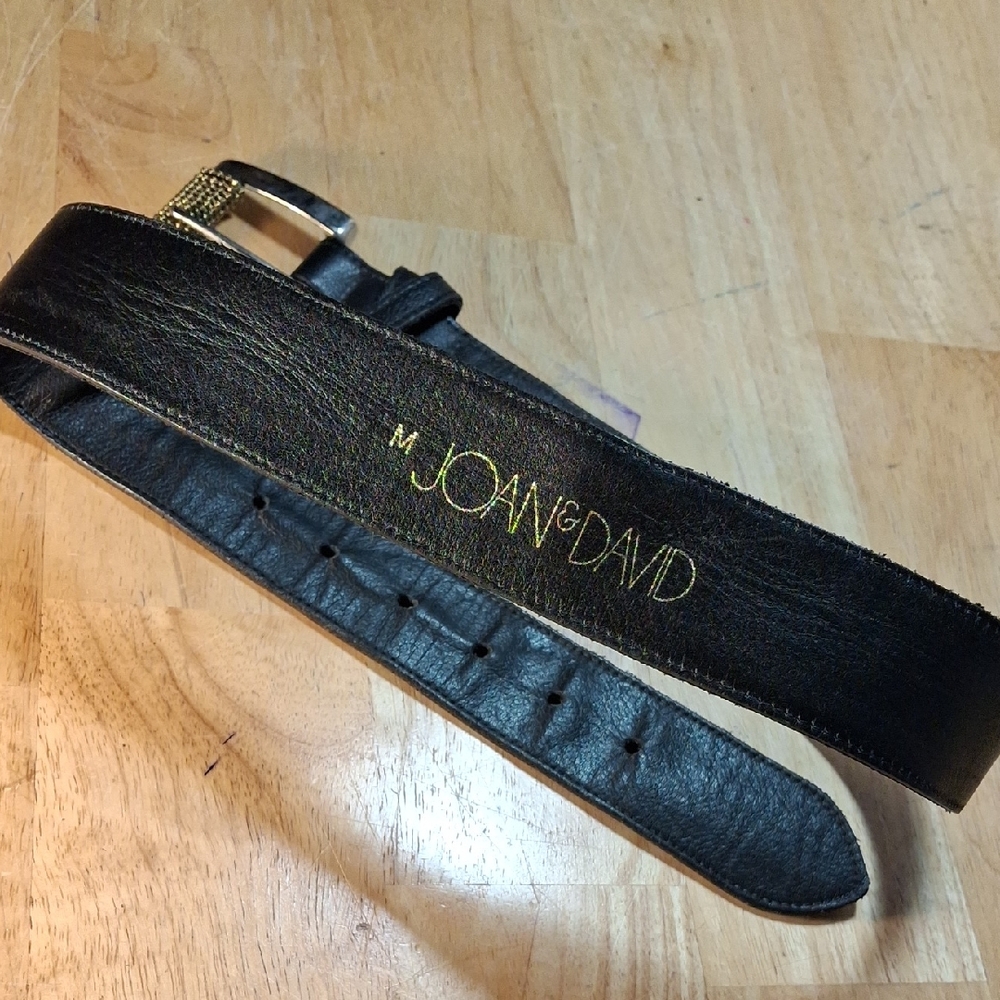 Joan & David Black Leather Belt